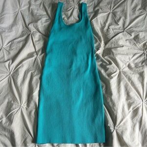 Calvin Klein Jeans Womens Medium Turquoise Ribbed Sleeveless midi Dress